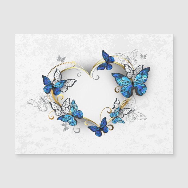 Convite Jewelry Heart with Butterflies Morpho (Frente)