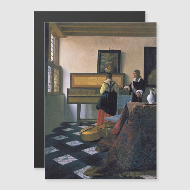 Convite Johannes Vermeer, van Delft, A lição de música (Frente/Verso)