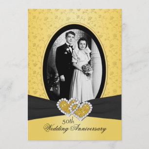 Convite Joined Hearts II para Bodas de Ouro