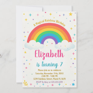 Convite Joyful Rainbow Birthday