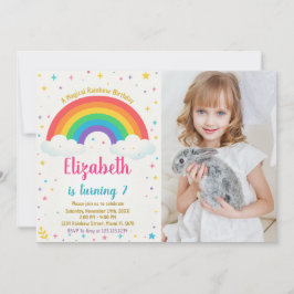 Convite Joyful Rainbow Birthday com foto