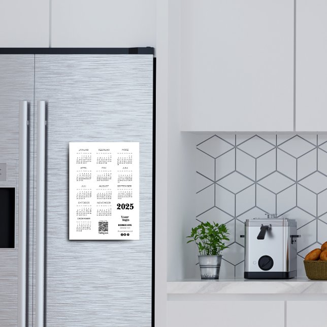 Convite Kalender Deutsch 2025 Calendário de Ano de Cheio Q (Kalender Deutsch 2025 Full Year Calendar Qr Code Magnetic Invitation)