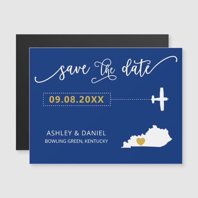 Convite Kentucky Wedding Save the Date Card, Map (Frente/Verso)