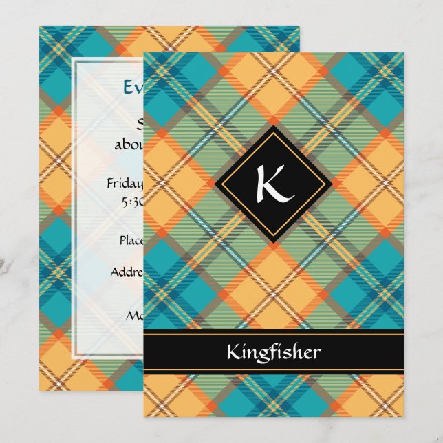 Convite Kingfisher Tartan (Frente/Verso)