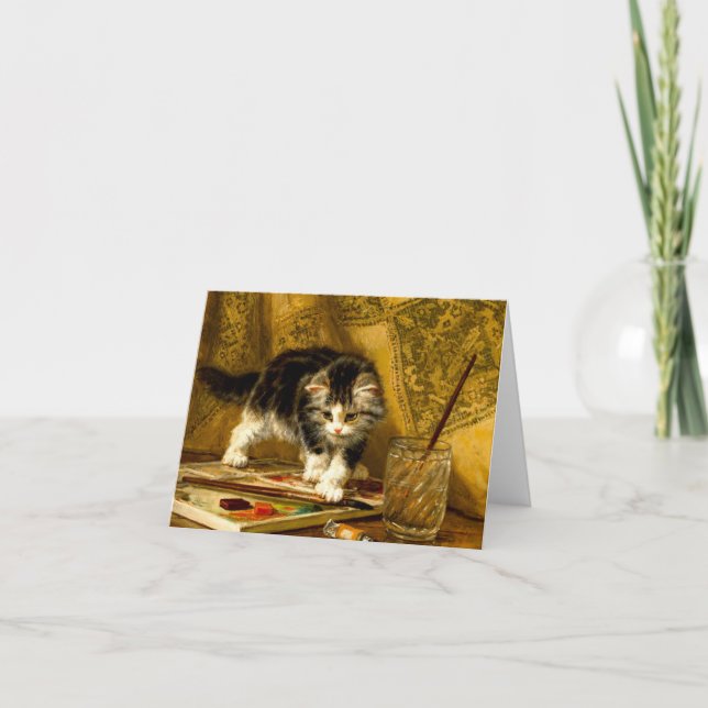 Convite Kitten com pintura e escovas (Frente)