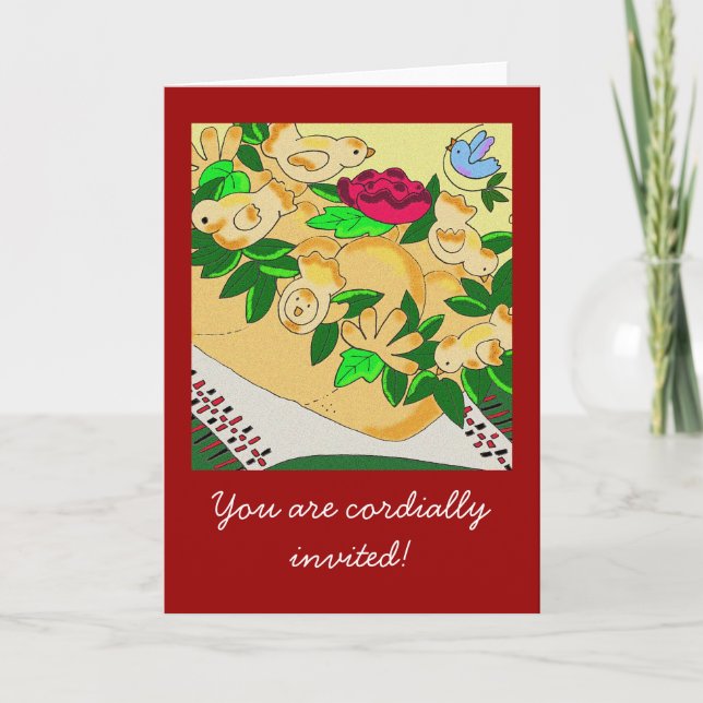 Convite Korovai para o casamento ucraniano (Frente)