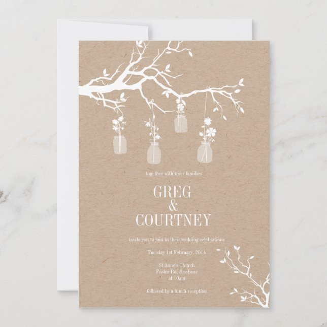 Convite Kraft do frasco de pedreiro (Frente)