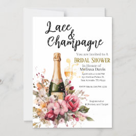 Convite Lace & Champagne Bridal Shower Invitation