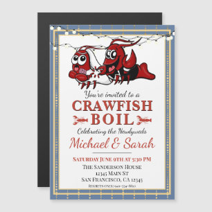 Convite Lagostas Boil Azul Dourado Novo Noivado