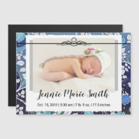 Lançamento de Baby Stats Rico Azul Floral Script