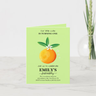 Convite Laranja citrus fofa completando um ano