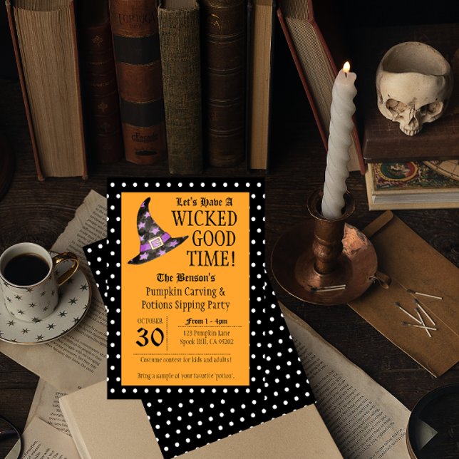 Convite Laranja para o Dia das Bruxas de Boa Hora (Criador carregado)