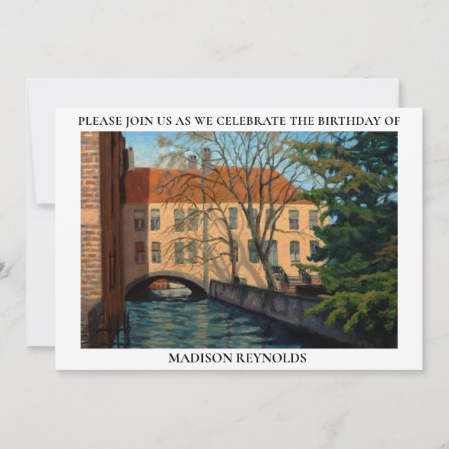 Convite Laranja Verde Azul Bruges Canel (Frente)