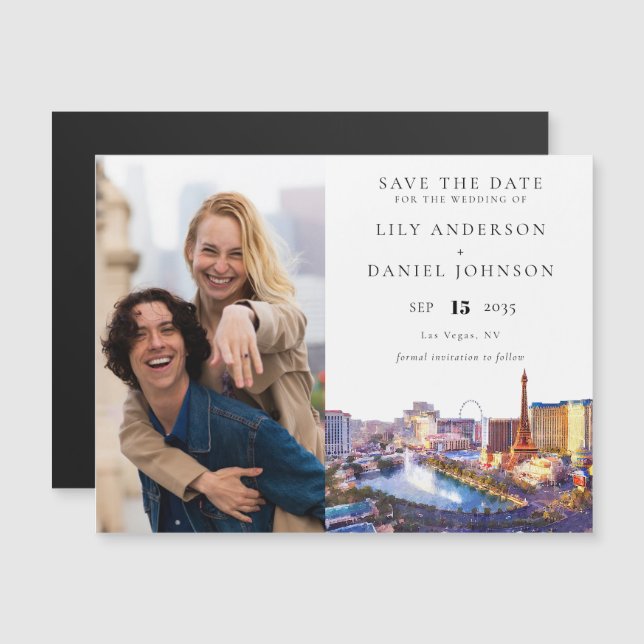 Convite Las Vegas Photo Wedding Save The Date (Frente/Verso)