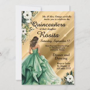 Convite Latino Esmeralda Verde Quinceanera