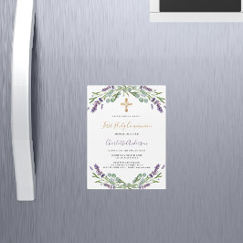 Convite Lavanda violeta floral luxuosa Primeira Comunhão