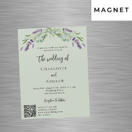 Convite Lavanda violeta verde QR detalhes do casamento de 