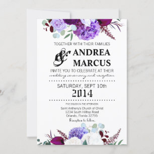 Convite Lavander Hibiscus para Casamento 5x7 em Br