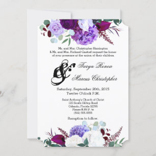 Convite Lavander Hibiscus para Casamento 5x7 em Br