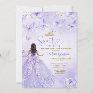 Convite Lavender Sweet 16 com Borboletas
