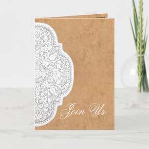 Convite Leather & Lace Western Wedding Invitation CARDS