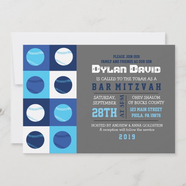 Convite legal BASEBALL Bar Mitzvah (Frente)