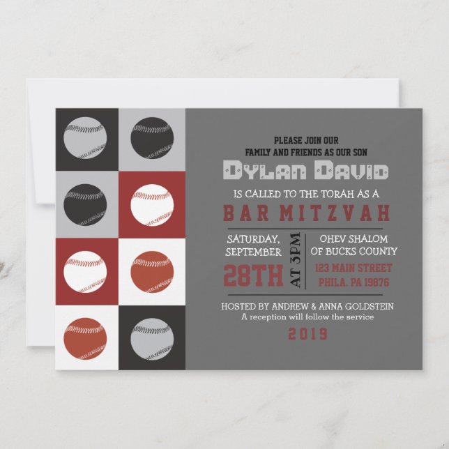 Convite legal BASEBALL Bar Mitzvah (Frente)