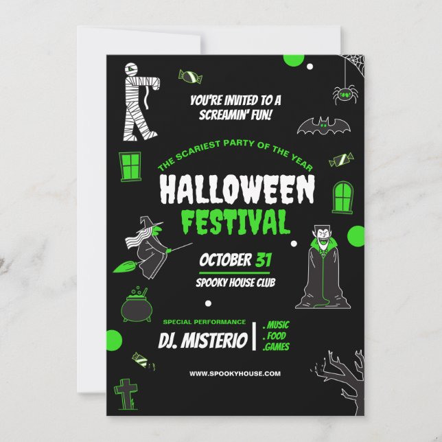 Convite Legal de Halloween, Noite Assustadora de H (Frente)