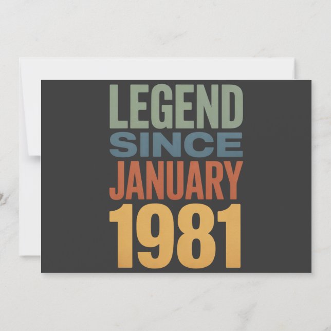 Convite Legend Since January 1981 Retro Birthday Classic (Frente)