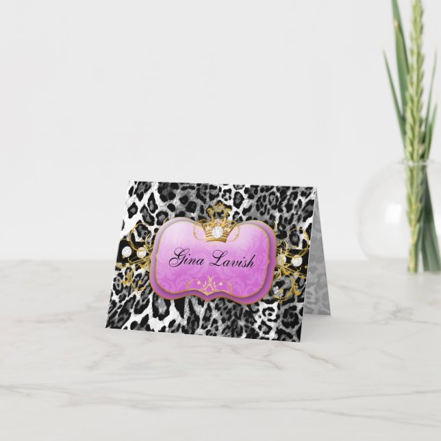 Convite leopardo 311-Lavish roxo com diamantes (Frente)