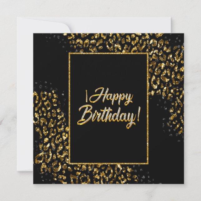 Convite Leopardo Preto e Dourado e Joias (Frente)