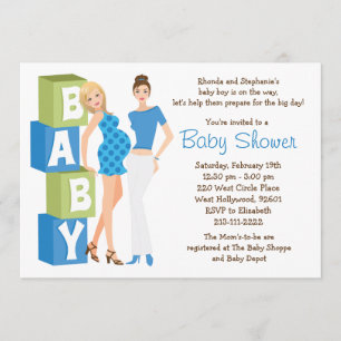 Convite lésbica do chá de fraldas para o menino