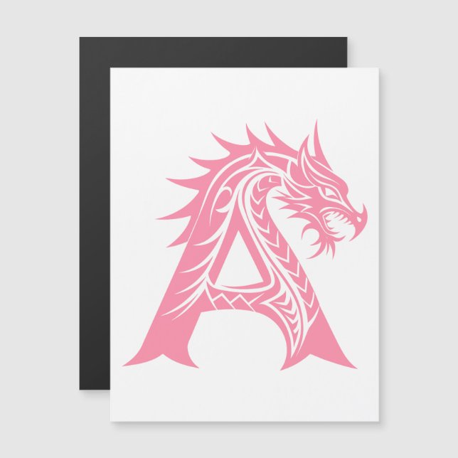 Convite Letra A Estilizada com Dragão, Alfabeto de Dragão, (Frente/Verso)