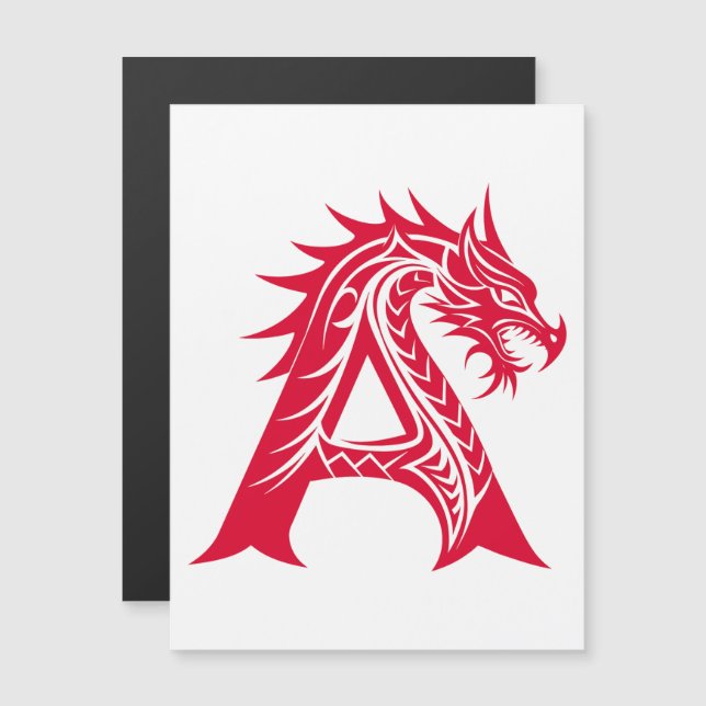 Convite Letra A Estilizada com Dragão, Alfabeto de Dragão, (Frente/Verso)