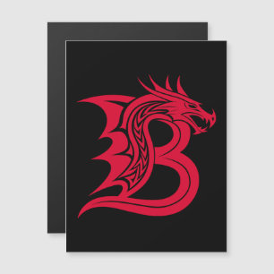 Convite Letra B Estilizada com Dragão, Alfabeto de Dragão,