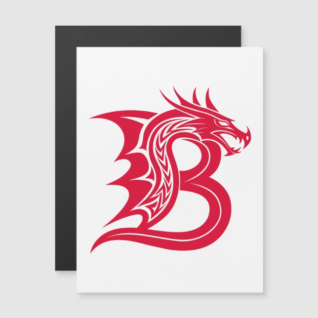 Convite Letra B Estilizada com Dragão, Alfabeto de Dragão, (Frente/Verso)