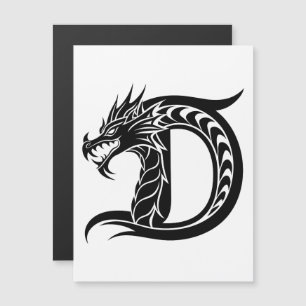 Convite Letra D Estilizada com Dragão, Alfabeto de Dragão,