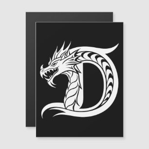 Convite Letra D Estilizada com Dragão, Alfabeto de Dragão,