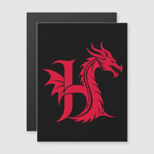 Convite Letra H Estilizada com Dragão, Alfabeto de Dragão,