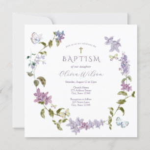 Convite Lilac e Butterflies Baptism