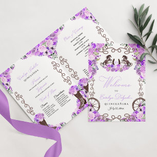 Convite Lilac Purple Western Charro Quinceañera