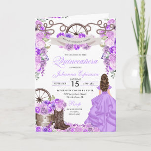 Convite Lilac Western Charro Bi-Fold Quinceanera