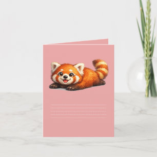 Convite Lindo Design de Panda Vermelho Kawaii Relaxando