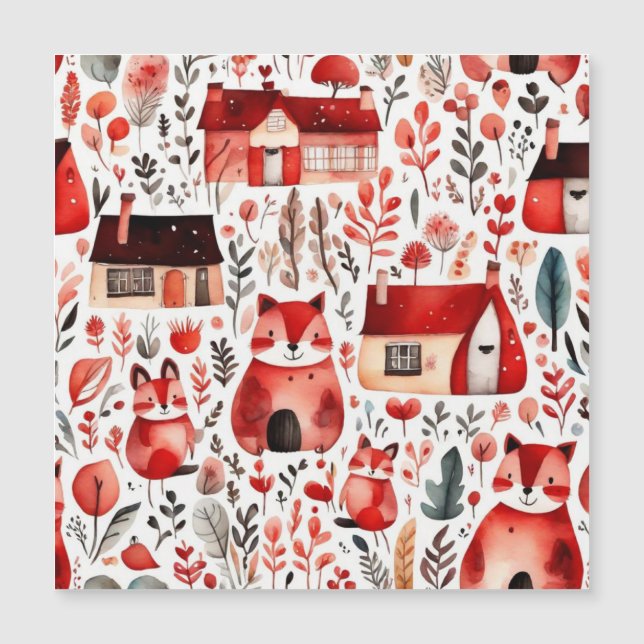 Convite Lindo quadro magnético de campo vermelho estilo co (Frente)