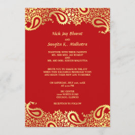 Convite liso do casamento indiano elegante de