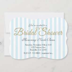 Convite Listras Azul para CHUVA DE NOIVA com Brilh