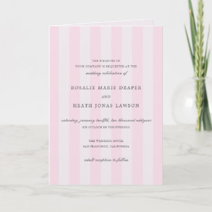 Convite Listras Rosa Modernas Casamento Elegante