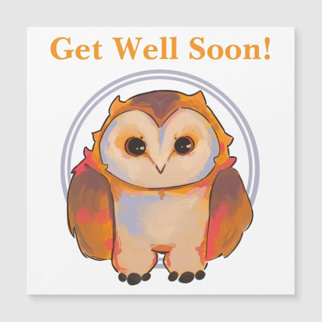 Convite Little Owl, uiltje, get Well soon (Frente)