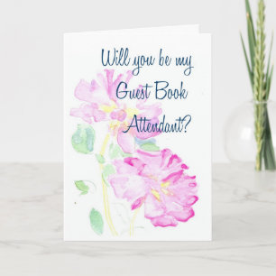 Convite Livro de Visitas Assistente Solicitação Rosas Rosa
