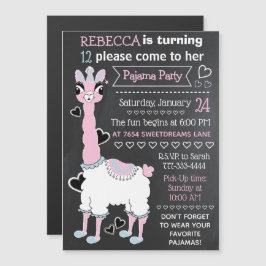 Convite Llama Pajama Sleepover Girl Party Blackboard Style